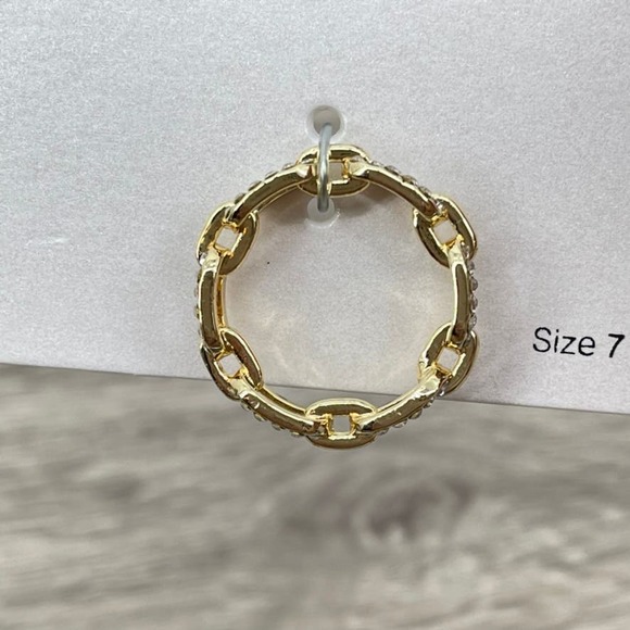 NWT - BAUBLEBAR Crystal Link Chain Ring in Gold Sugarfix - Size 7 - Picture 4 of 6